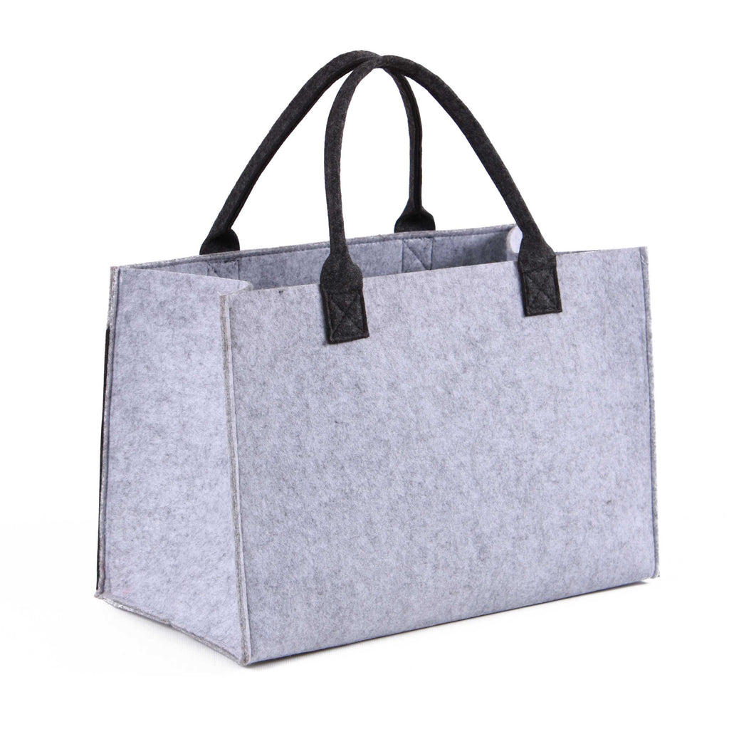 Borsa in feltro grigio a rombi neri, 42x22x28 cm