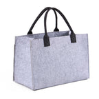 Borsa in feltro grigio a rombi neri, 42x22x28 cm