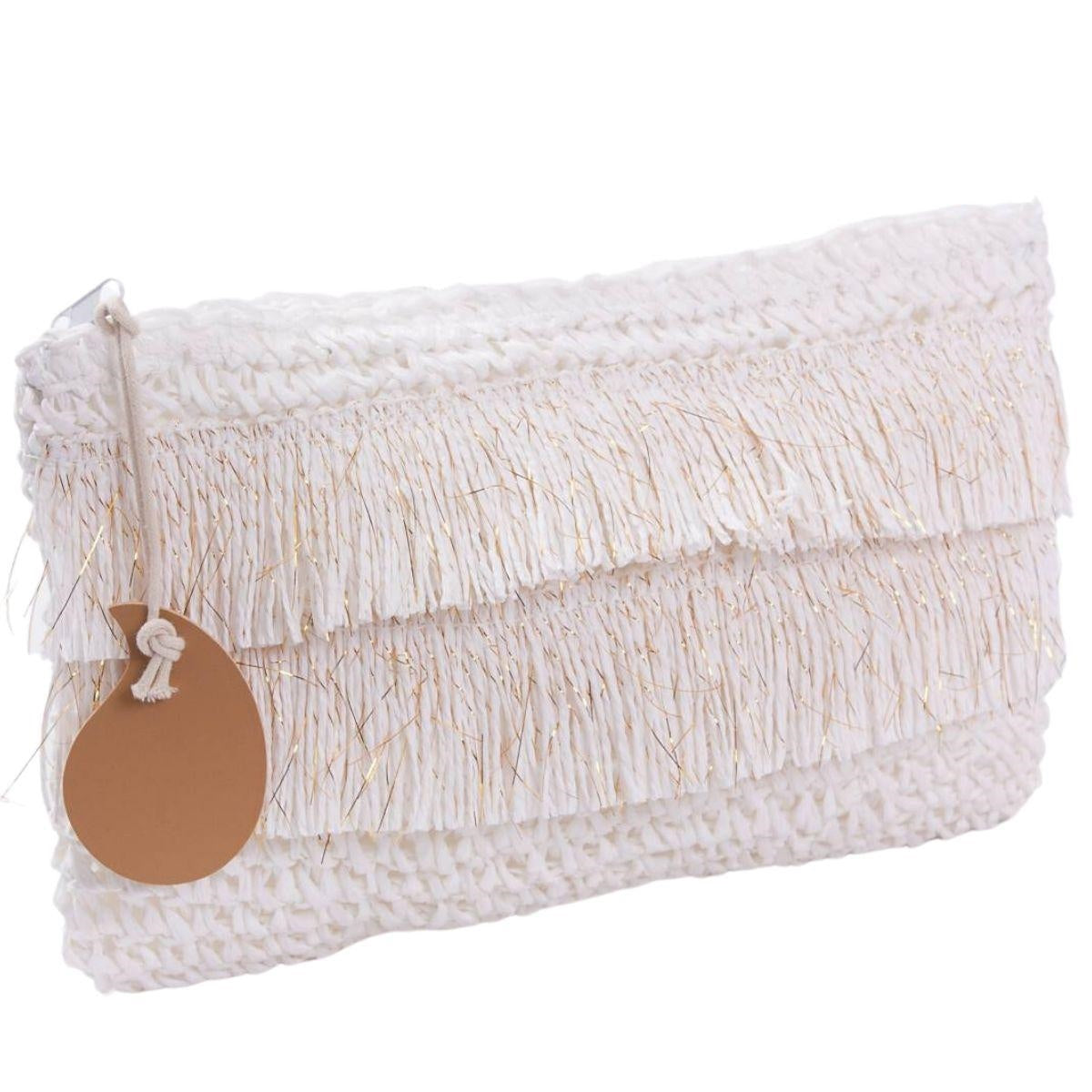 Pochette in fibre naturali bianca, 28H18 cm (kit da 3)