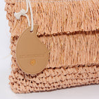 Pochette in fibre naturali color caramello, 28H18 cm (kit da 3)
