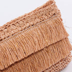 Pochette in fibre naturali color caramello, 28H18 cm (kit da 3)