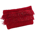Pochette in fibre naturali rossa con frange, 28H18 cm (kit da 3)