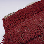 Pochette in fibre naturali rossa con frange, 28H18 cm (kit da 3)