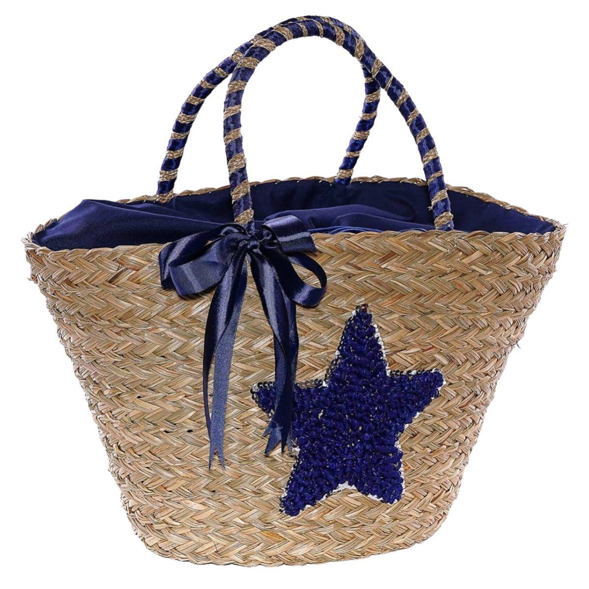 Borsa in palma con stella, 56xH30 cm