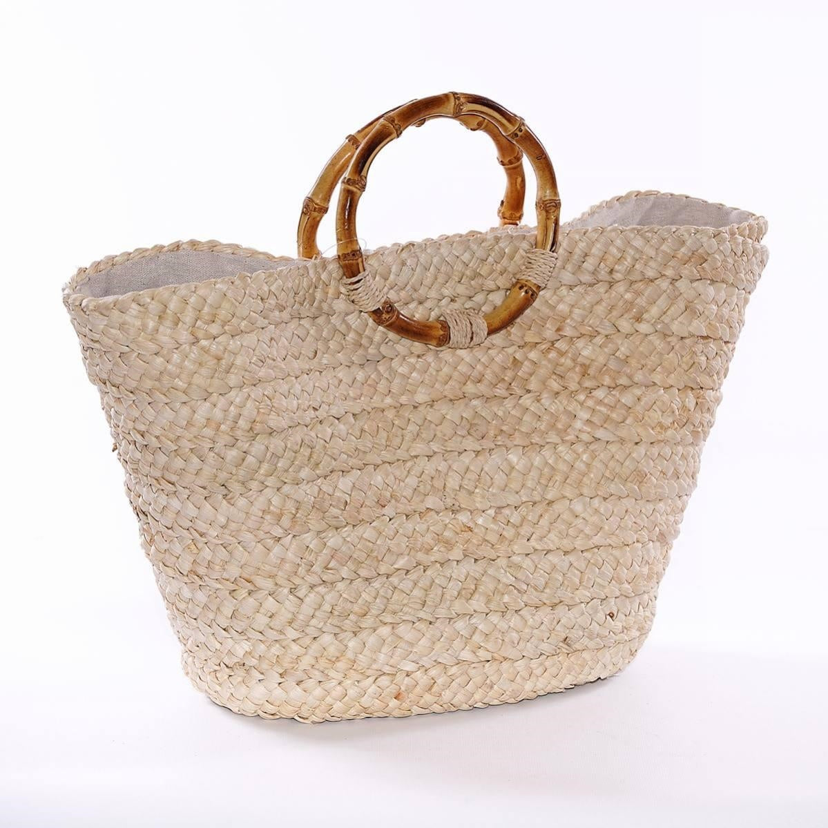 Borsa in mais con manici in bambù, 56x28 cm