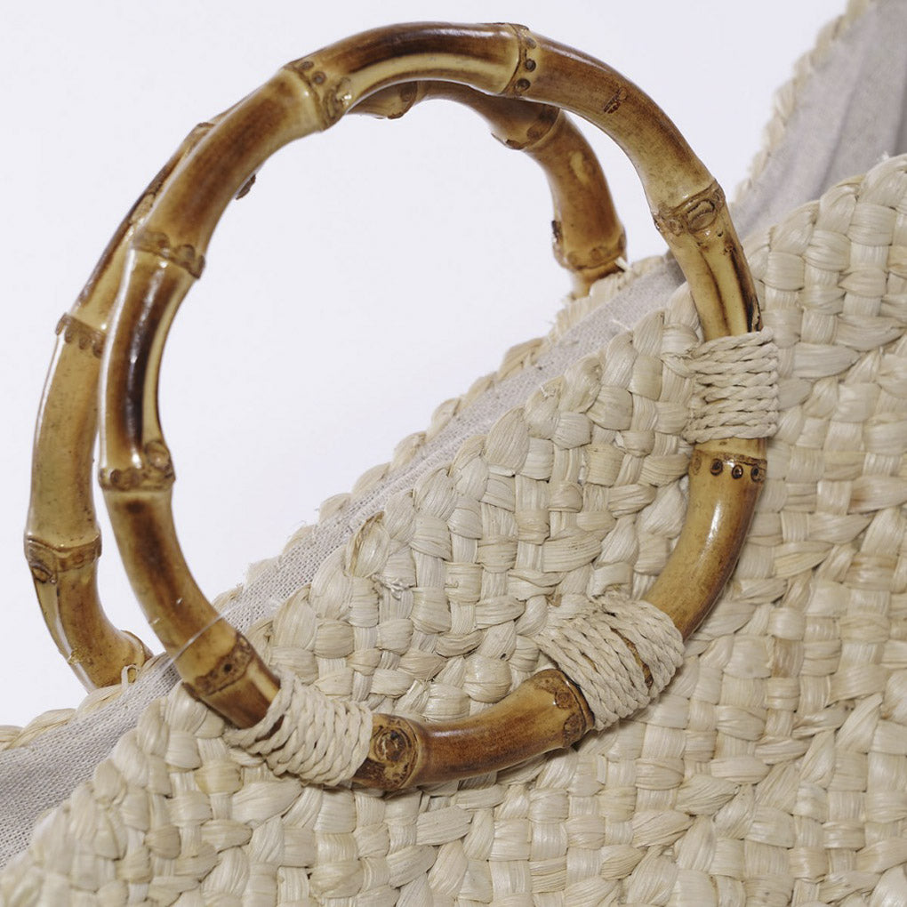 Borsa in mais con manici in bambù, 56x28 cm