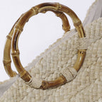 Borsa in mais con manici in bambù, 56x28 cm