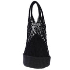 Borsa a rete in fibre naturali e cotone nera, 30xH63 cm