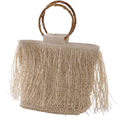 Borsa in fibre naturali con manici in bambù, 50xH41 cm