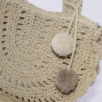 Borsa in fibre naturali beige, 34H30 cm