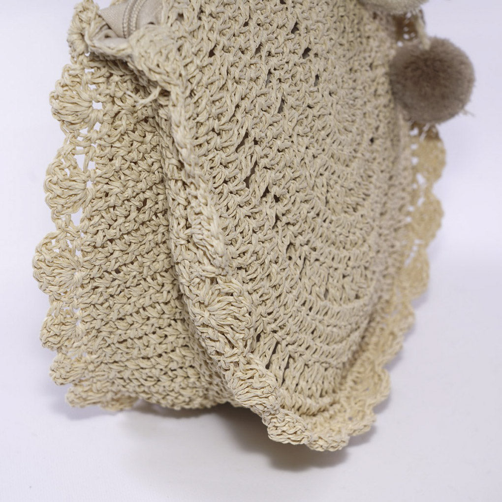 Borsa in fibre naturali beige, 34H30 cm