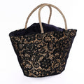 Borsa ovale in erba con pizzo nero, 56xH30 cm