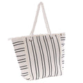 Borsa da mare in cotone bianco a righe nere con manici in corda, 31x36 cm