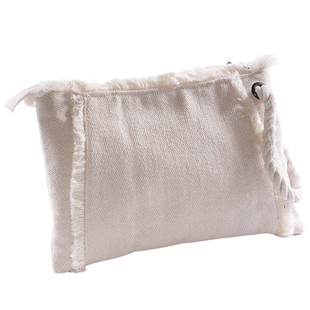 Pochette in tela di cotone beige con zip, 30H20 cm (kit da 3)