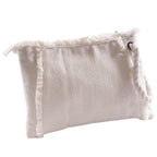 Pochette in tela di cotone beige con zip, 30H20 cm (kit da 3)