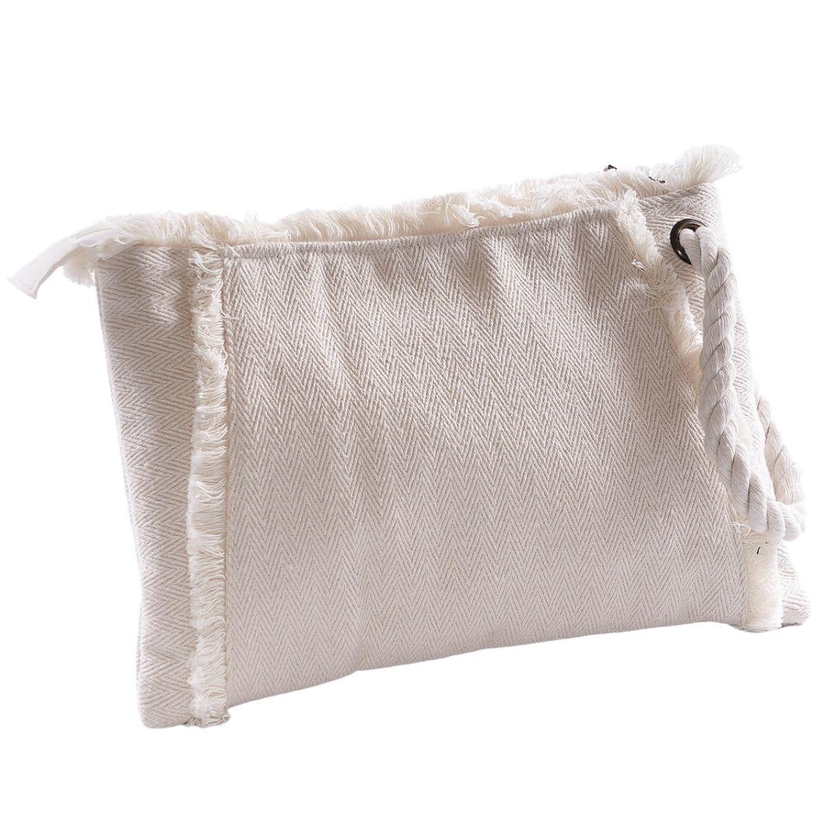 Pochette in tela di cotone beige con zip, 30H20 cm (kit da 3)
