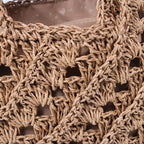 Borsa a sacca traforata in cellulosa tessile nocciola, 38x28 cm