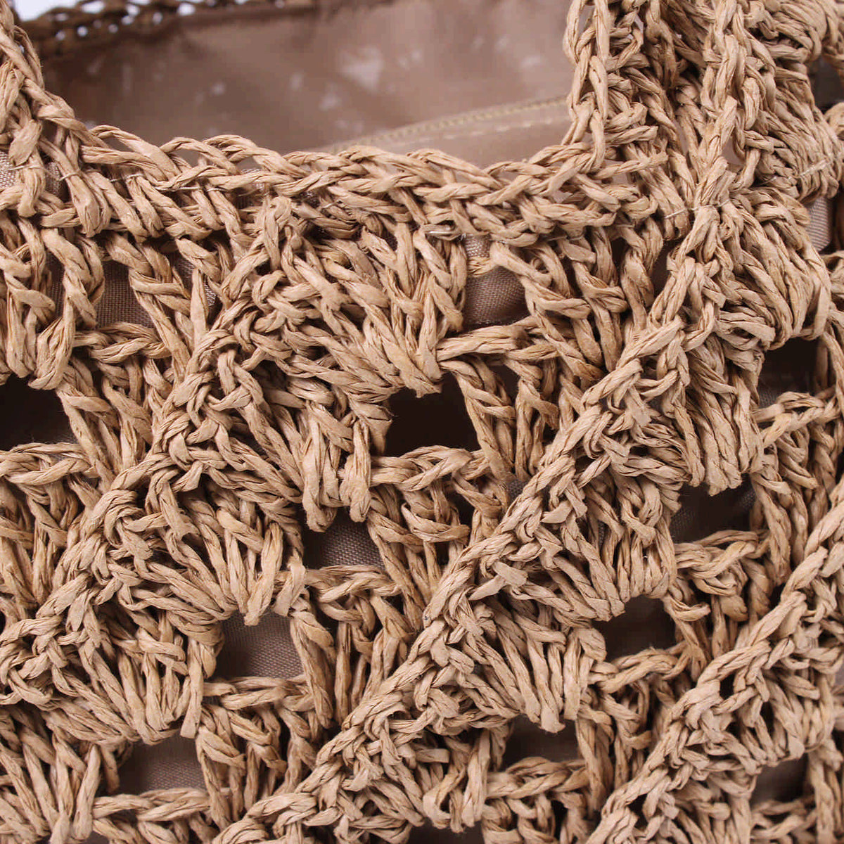 Borsa a sacca traforata in cellulosa tessile nocciola, 38x28 cm