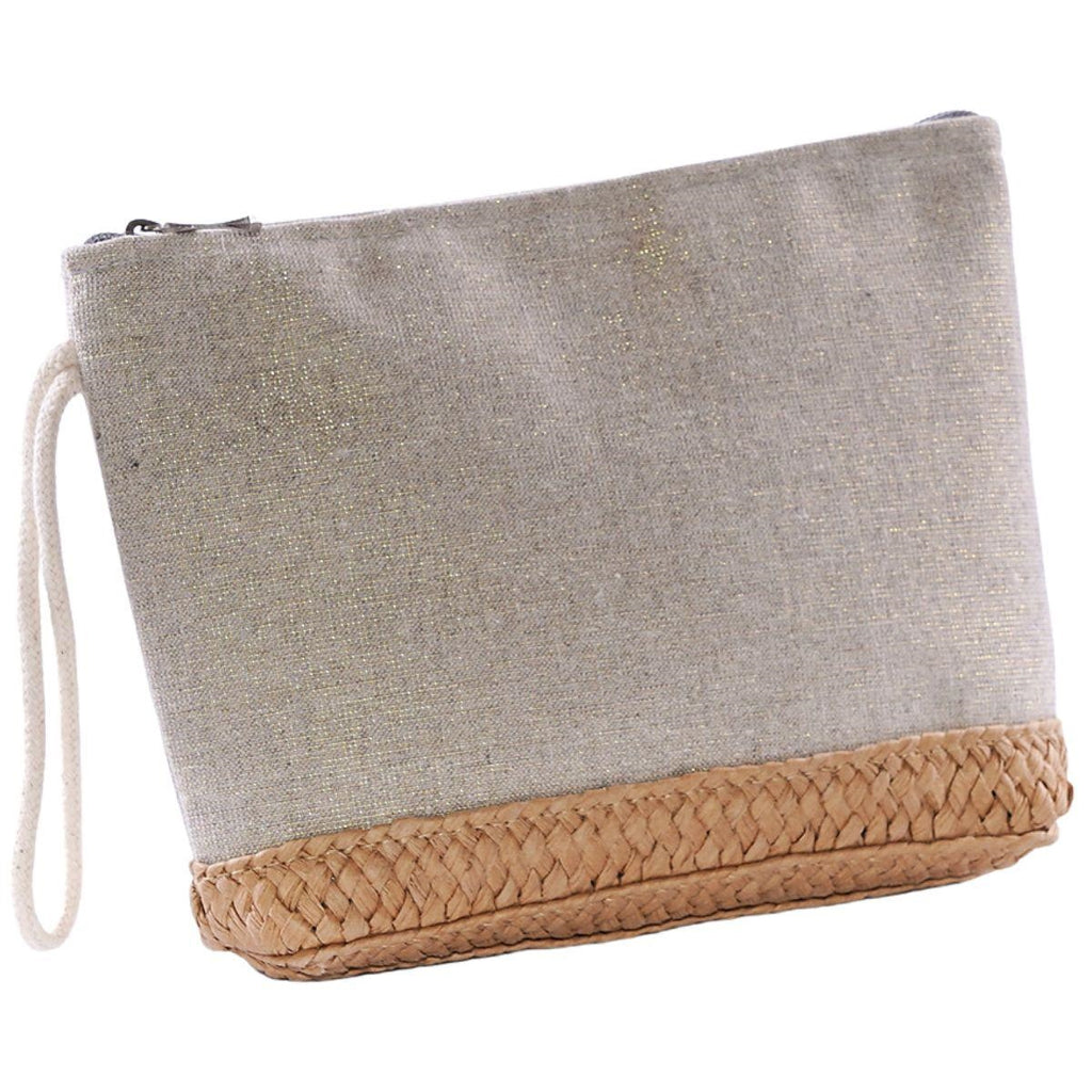 Pochette in tela beige e fibre naturali, 22xH18 cm (kit da 5)