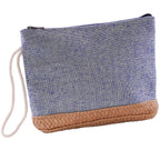 Pochette in tela blu e fibre naturali, 22xH18 cm (kit da 5)