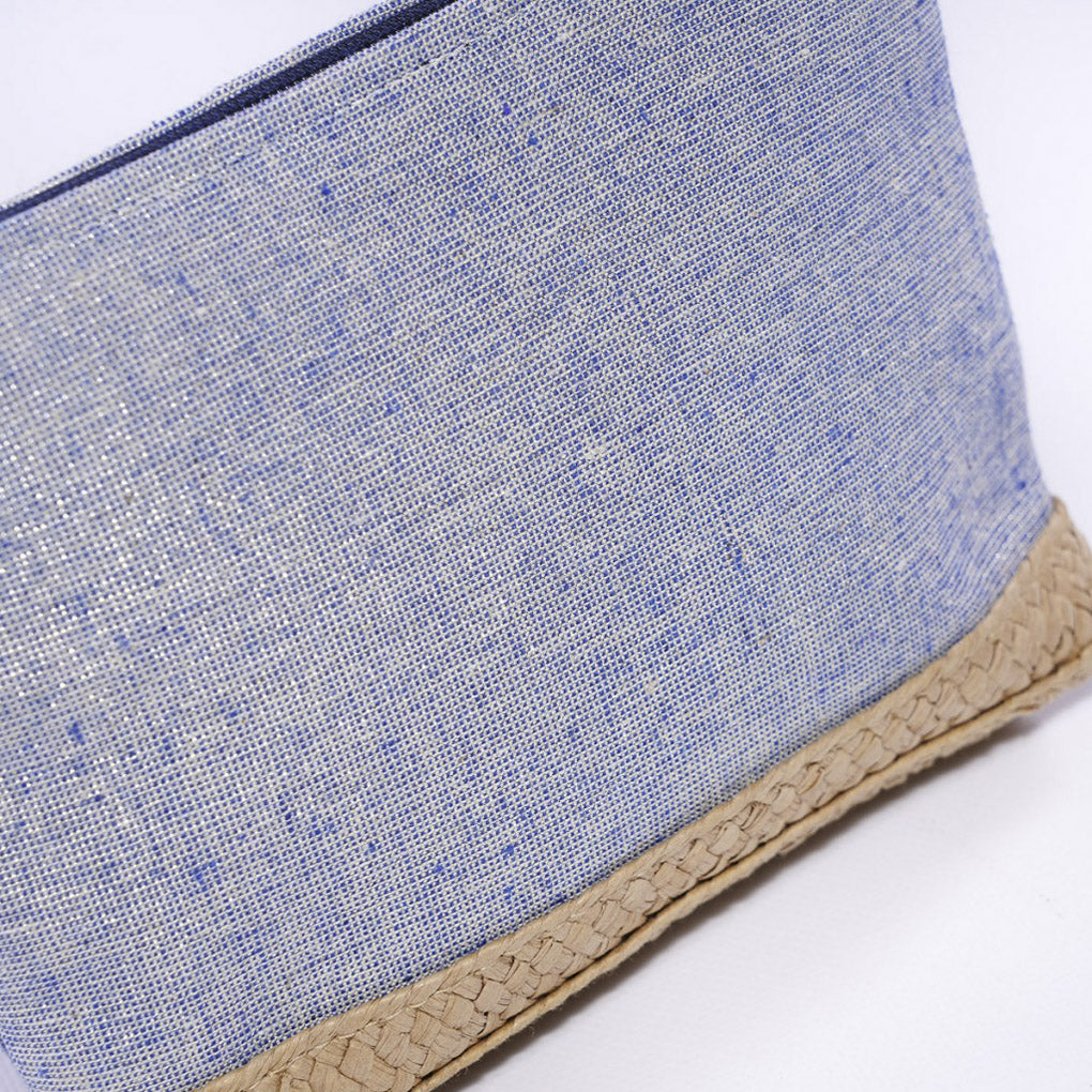 Pochette in tela blu e fibre naturali, 22xH18 cm (kit da 5)