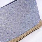 Pochette in tela blu e fibre naturali, 22xH18 cm (kit da 5)