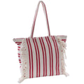 Borsa da mare in cotone a righe rosse con frange, 51x35 cm