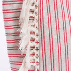 Borsa da mare in cotone a righe rosse con frange, 51x35 cm
