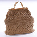 Borsa in treccia di carta naturale con manici in rattan, 50xH41 cm