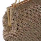 Borsa in treccia di carta naturale con manici in rattan, 50xH41 cm