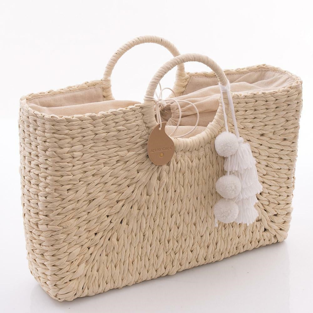Borsa rettangolare in carta naturale, 47x11x31 cm