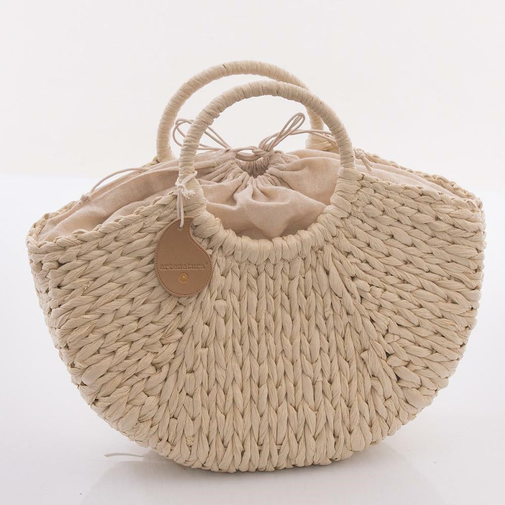 Borsa in carta naturale a mezzaluna, 38x11H35 cm
