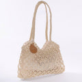 Borsa in filo di carta traforato naturale, 32x28 cm
