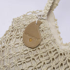 Borsa in filo di carta traforato naturale, 32x28 cm