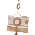 Borsa ovale a tracolla in fibra naturale, 33H25 cm