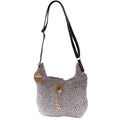 Borsa a tracolla in fibre naturali grigia, 34H33 cm