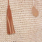 Borsa beige con manici in bambu', 45x35 cm