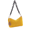 Borsetta in fibre naturali gialla con catena nera, 30x15 cm