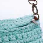 Borsetta a tracolla in cotone all'uncinetto con zip, 25x15 cm