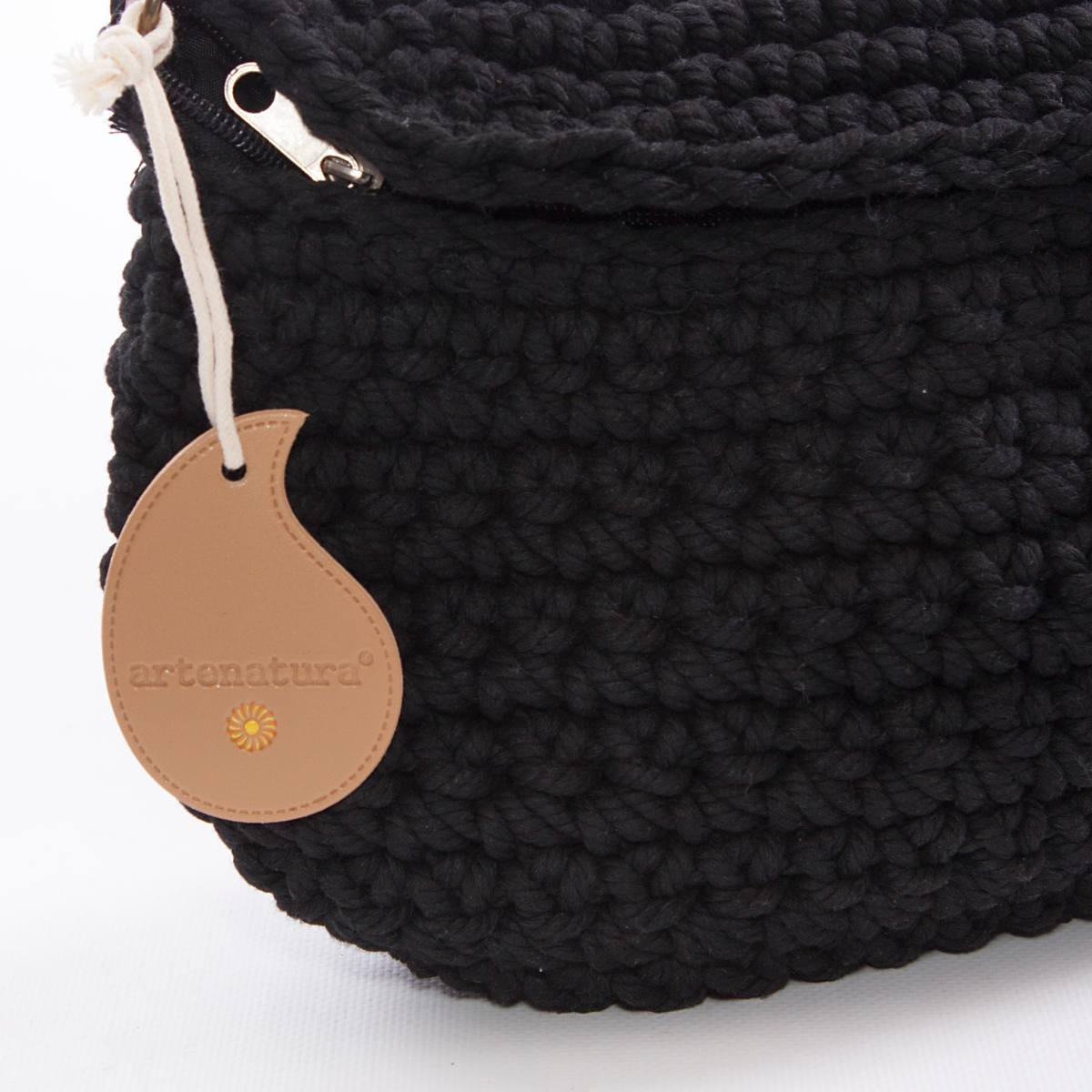 Borsetta a tracolla in cotone all'uncinetto con zip, 25x15 cm