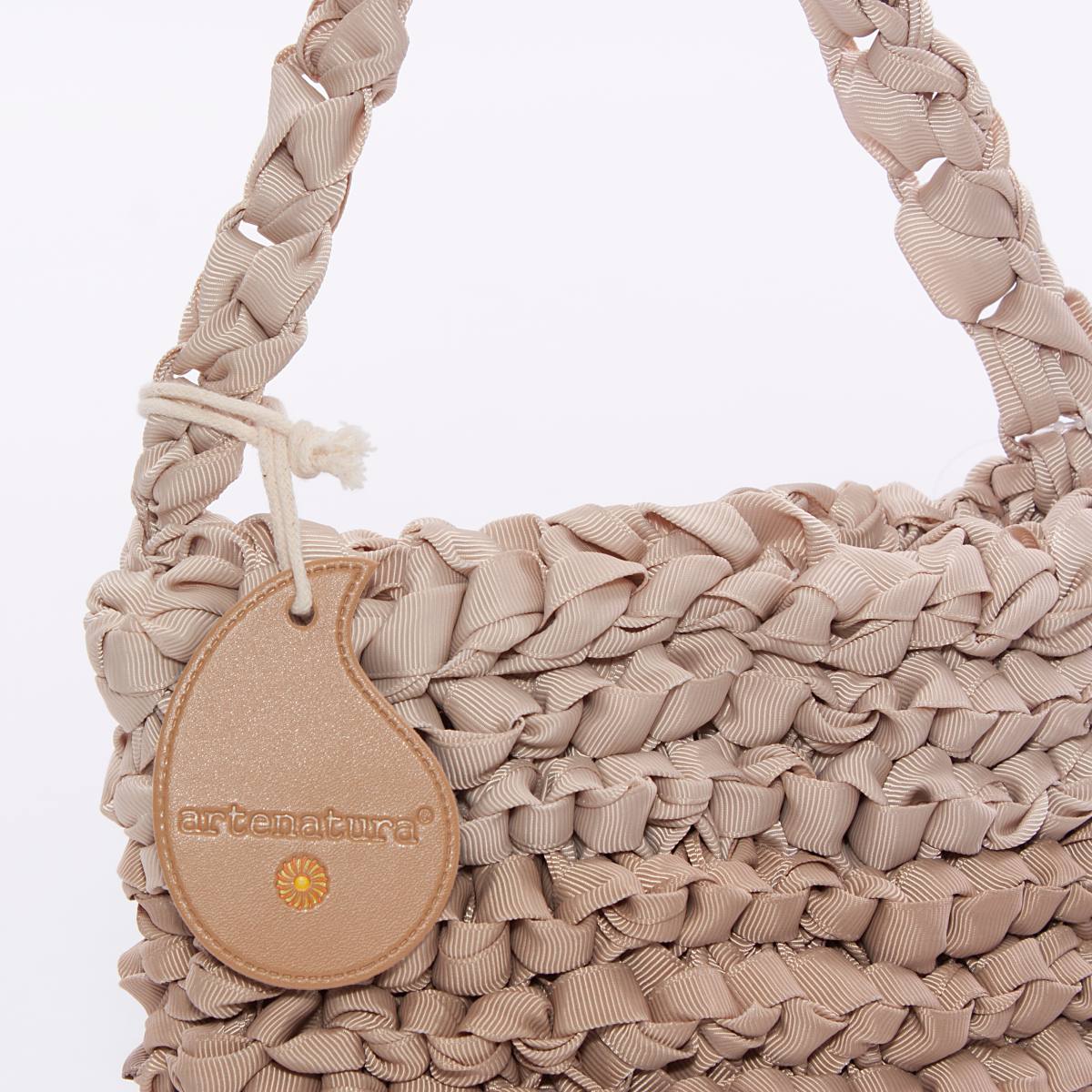 Borsa in poliestere tortora sfumato, 20x16 cm