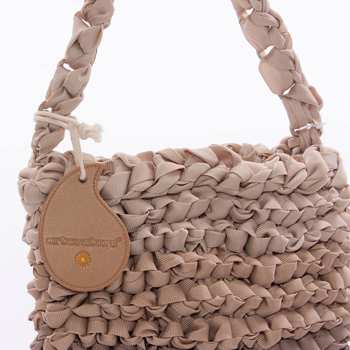 Borsa in poliestere tortora sfumato, 20x16 cm