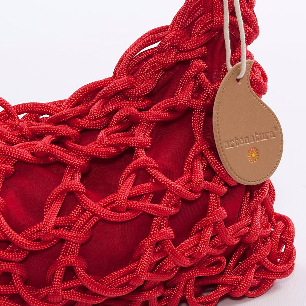 Borsa a spalla intrecciata a rete con zip, 30x18 cm