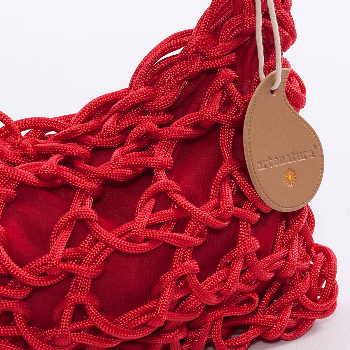 Borsa a spalla intrecciata a rete con zip, 30x18 cm