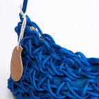 Borsa a spalla intrecciata a rete con zip, 30x18 cm