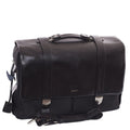 Cartella portadocumenti Oxford in pelle e tessuto nero, 42x31H12 cm