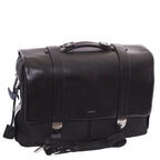 Cartella portadocumenti Oxford in pelle e tessuto nero, 42x31H12 cm