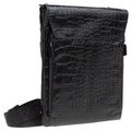 Borsa a tracolla da uomo in pelle nera stampa cocco, 28x5,5x33 cm