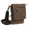 Borsello a tracolla da uomo in pelle marrone stampa cocco, 20x4x16 cm