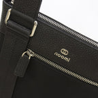 Borsello a tracolla in pelle e tela nera con zip, 23x5,5x27 cm